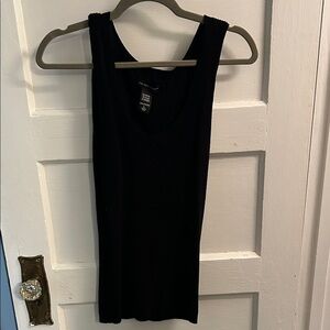 New York & Company Ribbed Black Tank Top